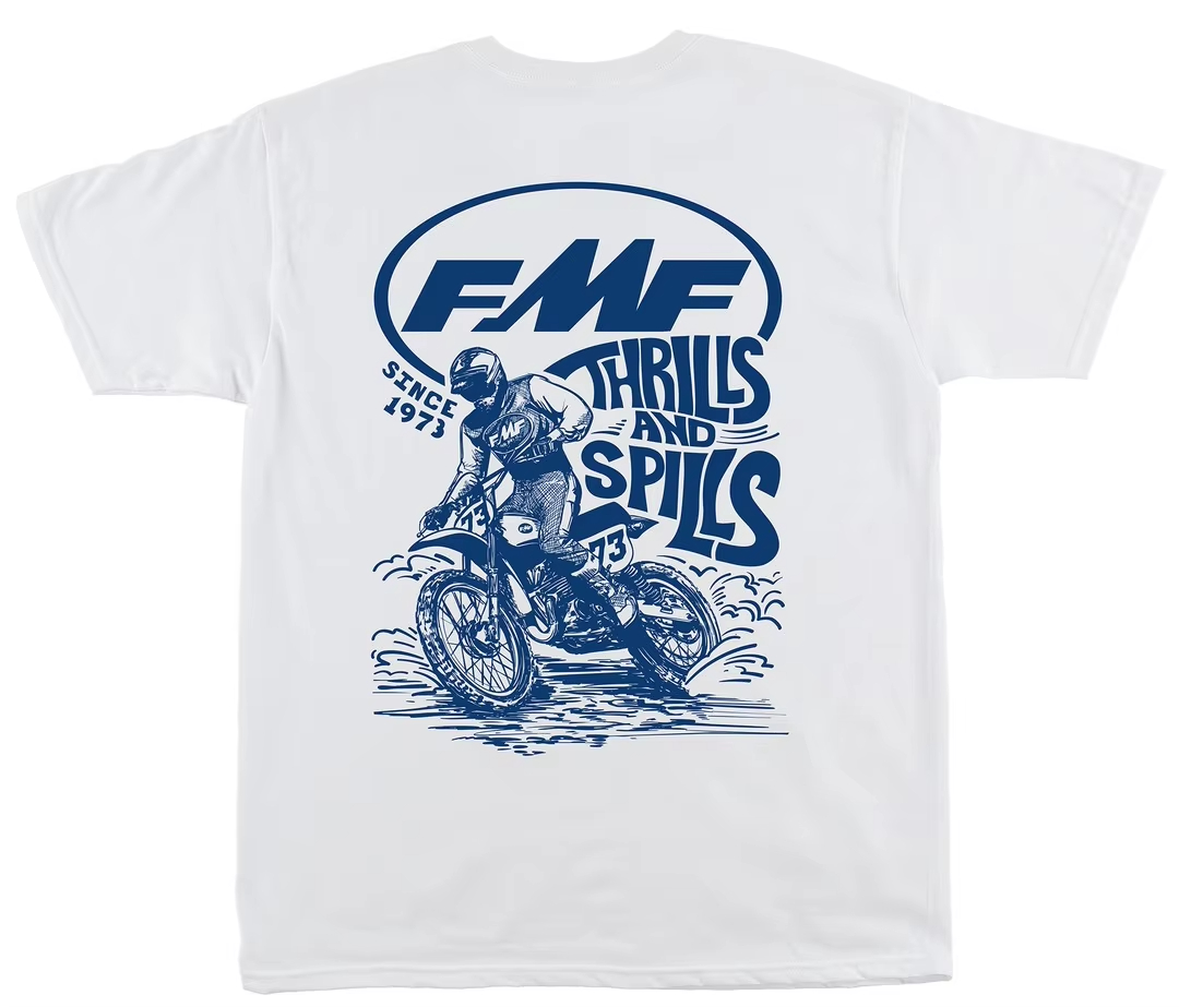 Streetwear Brand Tees - Biała koszulka z grafiką motocyklową LEAN