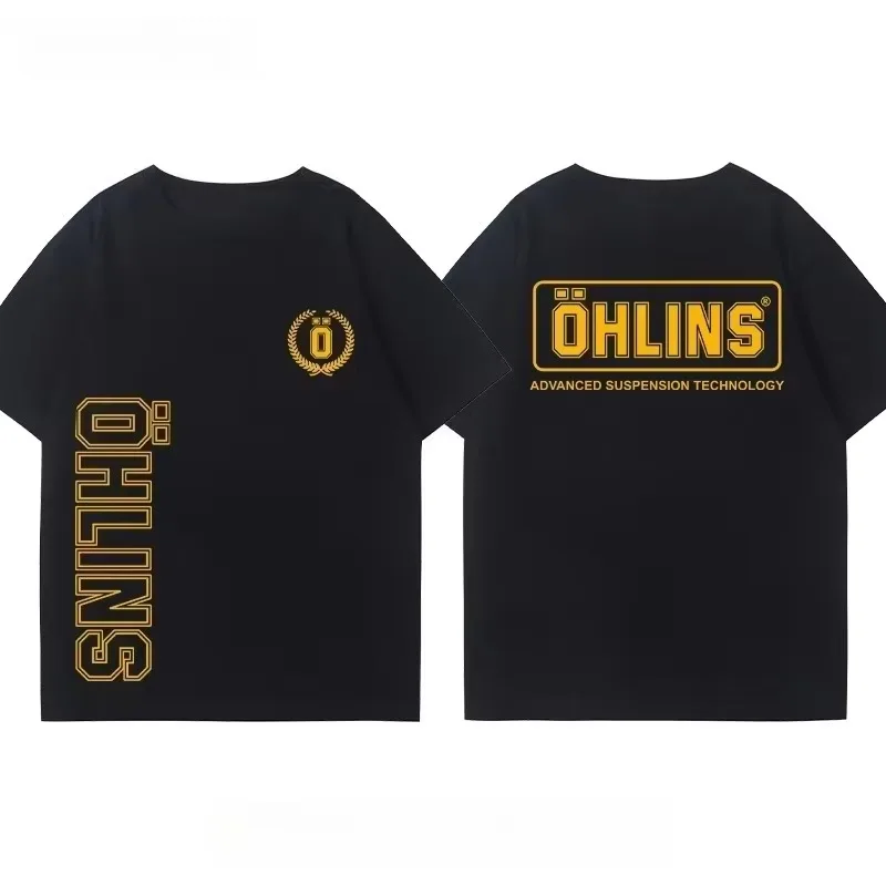 Streetwear Brand Tees - Koszulka z grafiką motocyklowego amortyzatora Ohlins