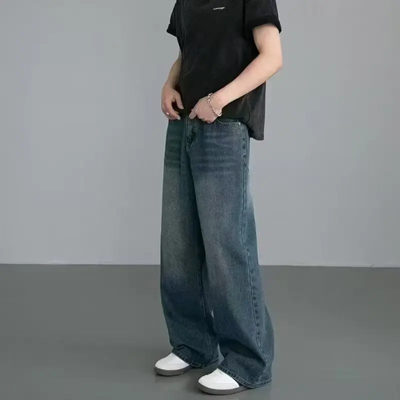 Streetwear Brand Denim - Koreańskie modne męskie jeansy z szerokimi